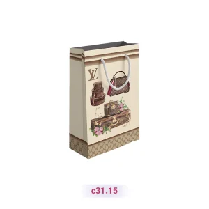 پاکت کادو با طرح صندوقچه و ساک برند لویی ویتون کرمی (سری 15)