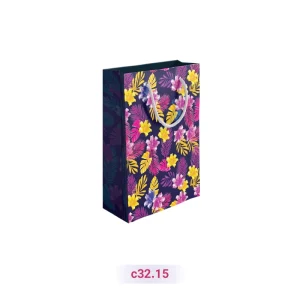 پاکت کادو با طرح برگ و گل بنفش (سری 15)