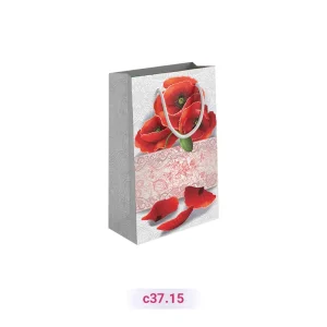 پاکت کادو با طرح گل قرمز سفید طرح دار (سری 15)