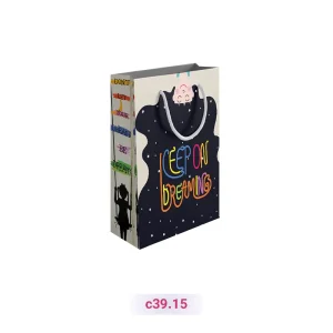 پاکت کادو با طرح آسمان شب پرستاره و تاپ بازی سفید مشکی (سری 15)