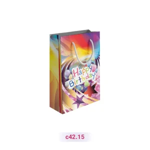 پاکت کادو با طرح تولد زرد و بنفش (سری 15)