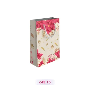 پاکت کادو با طرح گل و پروانه طلایی کرمی (سری 15)