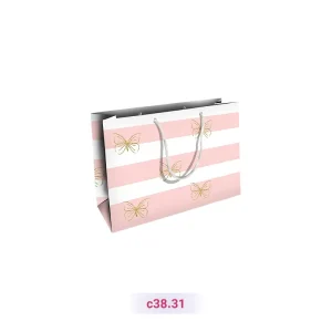 پاکت کادو با طرح راه راه پروانه صورتی (سری 31)