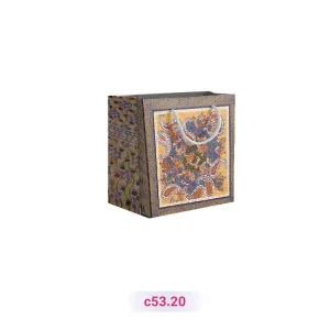 پاکت کادو با طرح بته جقه کرم قهوه ای (سری 20)