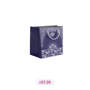 پاکت کادو با طرح بته جقه سفید سرمه ای (سری 20)