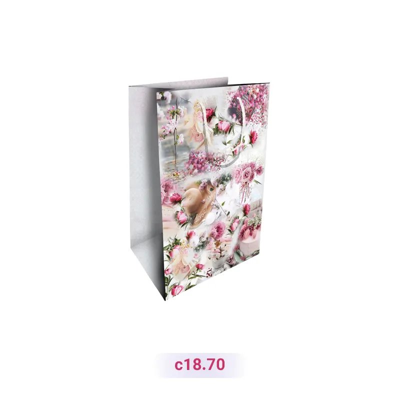 پاکت کادو با طرح گل سفید و صورتی (سری 70)