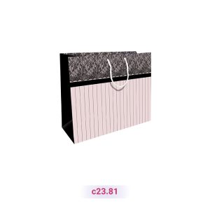 پاکت کادو با طرح راه راه مشکی توری صورتی (سری 81)