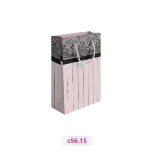 پاکت کادو با طرح راه راه مشکی توری صورتی (سری 15)