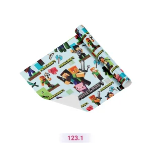 کاغذ کادو طرح ماین کرافت آبی رنگ (کد 123.1)