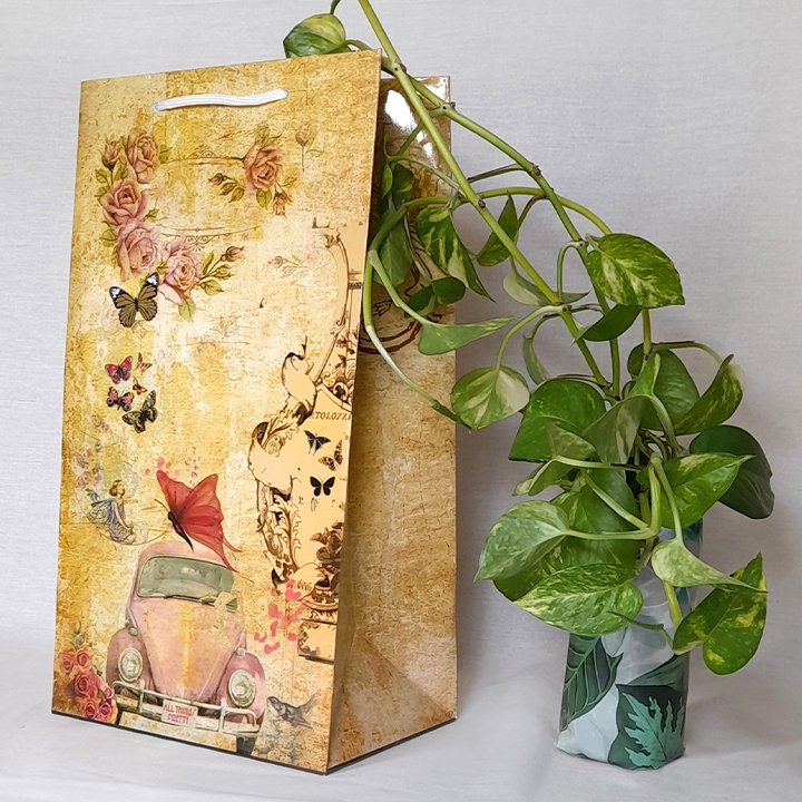 پاکت کادو با طرح پروانه و گل طلایی (سری 45) - تصویر 2