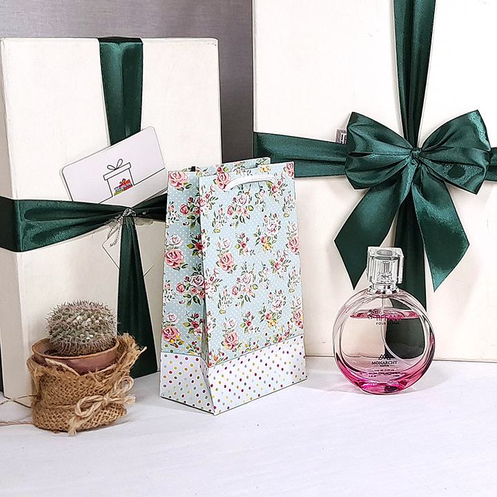 پاکت کادو با طرح گل ریز و توپی رنگی آبی (سری 15) - تصویر 2