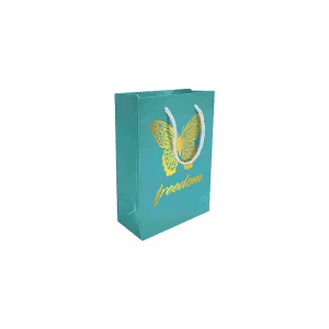 پاکت کادو با طرح پروانه طلایی فیروزه ای (سری 35)