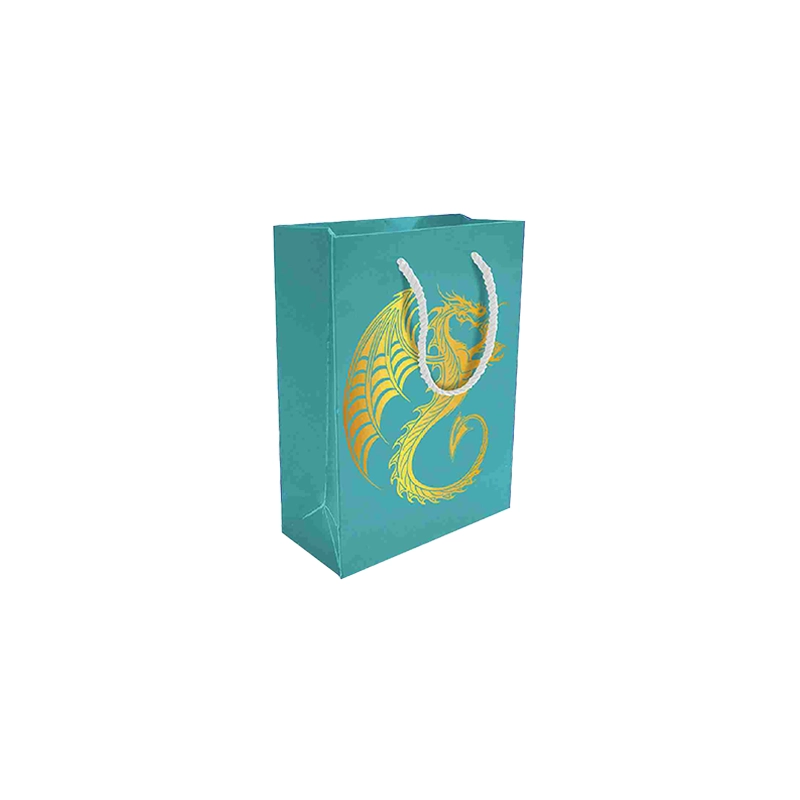 پاکت کادو با طرح اژدها طلایی فیروزه ای (سری 30)