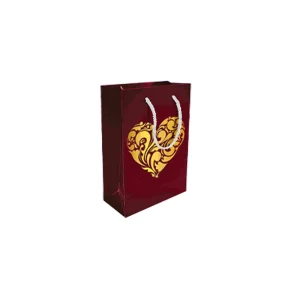 پاکت کادو با طرح قلب طلایی زرشکی (سری 35)