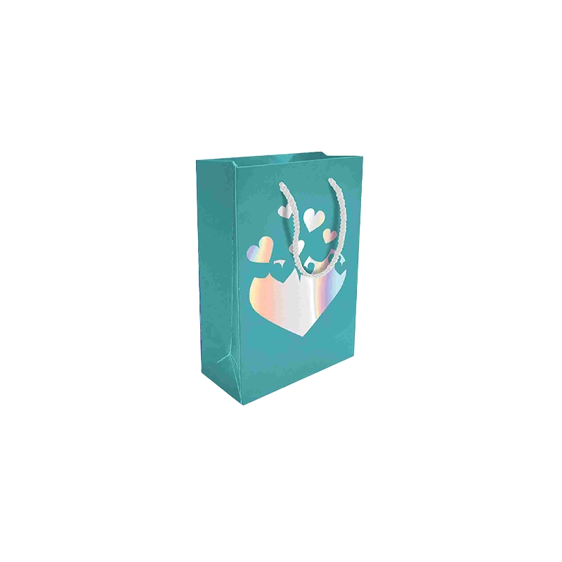 پاکت کادو با طرح قلب هفت رنگ فیروزه ای (سری 35)